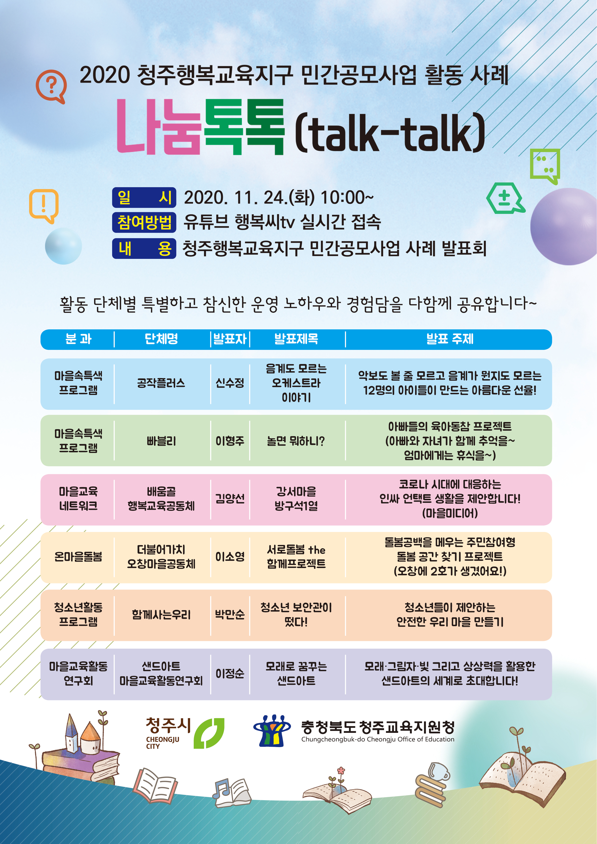 충청북도청주교육지원청 행복교육센터_사례나눔톡톡 웹포스터