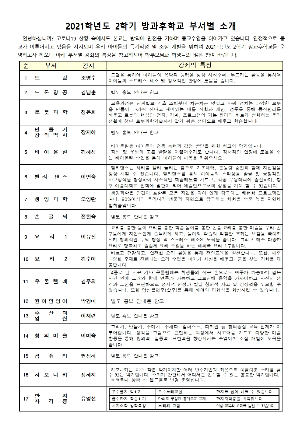 2021학년도 2학기 방과후학교 프로그램 신청 안내003